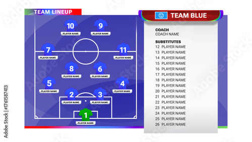 Football Starting XI Formation with Substitutes