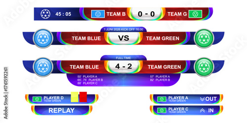 Football Scoreboard and Substitution Graphic Elements