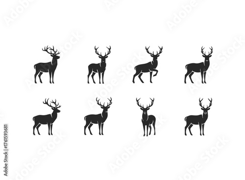 Collection of Elegant Deer Silhouettes in Various Poses