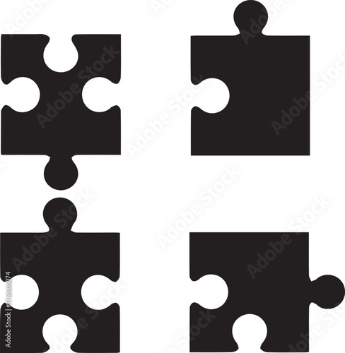 Four jigsaw puzzle pieces isolated vactor, illustration