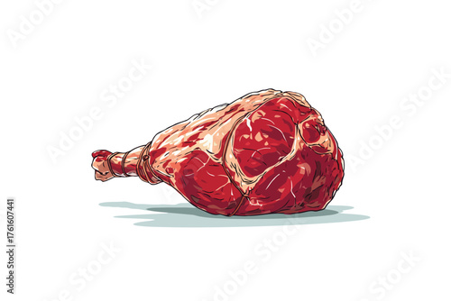 Raw whole lamb leg mutton isolated
