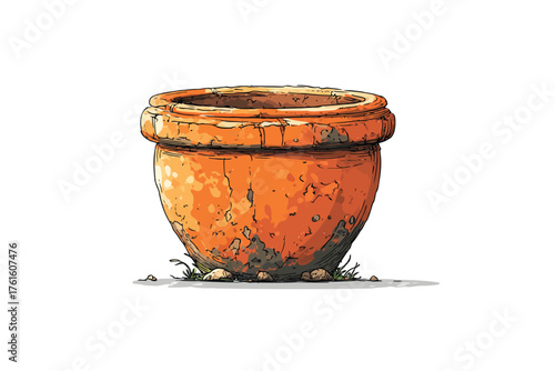 Rustic terracotta pot isolated isolated