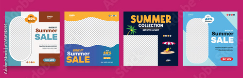 summer beach or pool party editable social media post, banner, summer web banner for summer fashion sale offer template