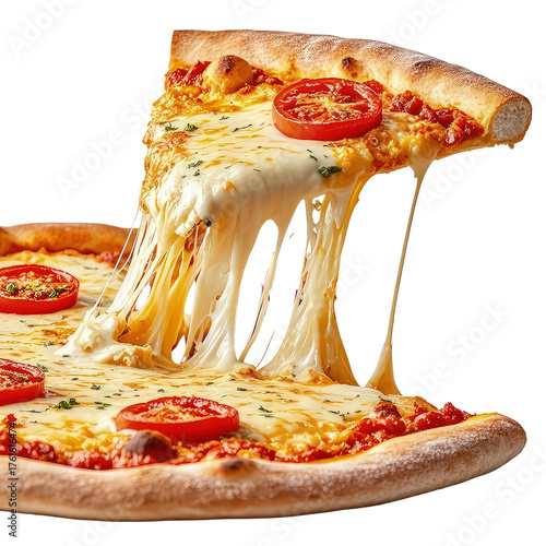 Hot Pepperoni Pizza with Melting Cheese Pull and Mushrooms, Generative AI