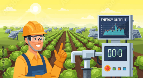 Futuristic agriculture powered by sustainable energy systems enhancing crop production