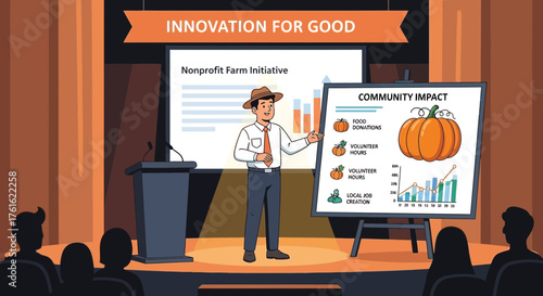 Illustrative presentation emphasizing community impact through a nonprofit farm initiative