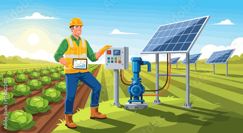 Solar Powered Irrigation System in Agricultural Field with Technician Monitoring