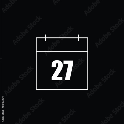 Line art calendar icon for date 27