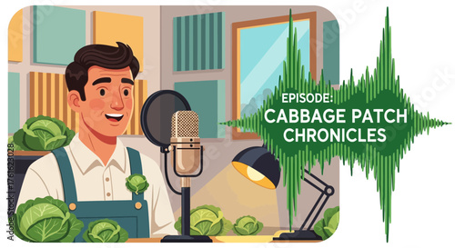 Whimsical Cabbage Patch Chronicles: A Fresh Podcast Episode Illustration