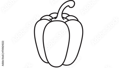 Simple outline drawing of a fresh bell pepper on a white background