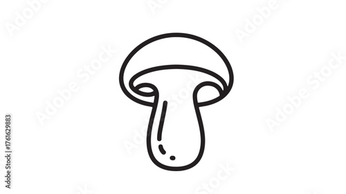 Simple line drawing of a mushroom on a white background