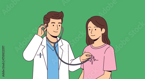 Doctor examining a patient with a stethoscope illustration.