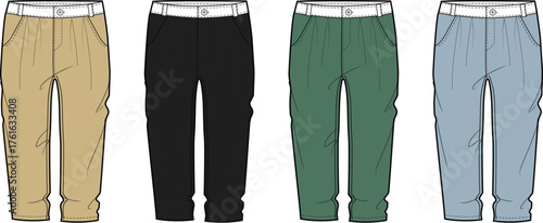 Collection of Four Pairs of Casual Cargo Pants in Different Colors