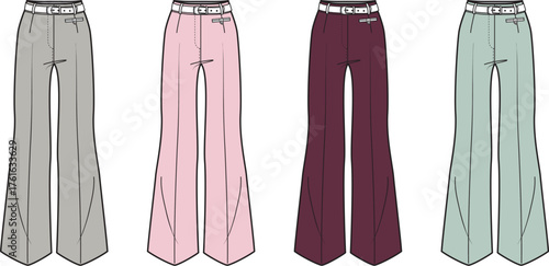 Fashionable Wide-Leg Trousers in Multiple Colors Versatile Apparel Collection