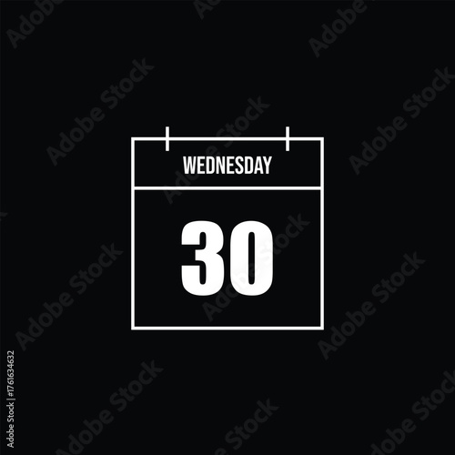 Calendar Icon Illustration of Wednesday the 30th Modern Minimalist Design