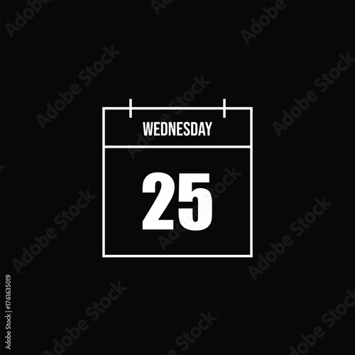 Minimalist Calendar Icon Wednesday the 25th - Simple Date Reminder for Schedule