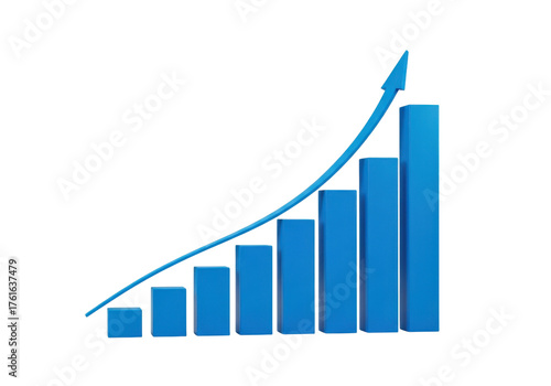 Free Download 3d render blue bar chart with upward arrow isolated on transparent background - GFXLoad