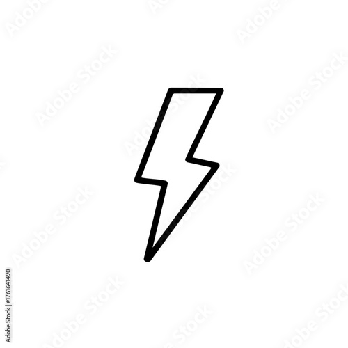 Lightning bolt, minimal energy symbol with sharp electric outline and gothic power style, perfect for dynamic icon design, modern poster, or energy concept illustration.