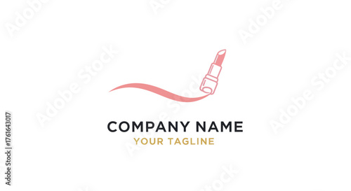 Creative lipstick icon with a flowing paint stroke for a beauty brand.