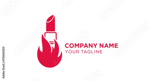 Fiery lipstick logo design for beauty and cosmetics brand.