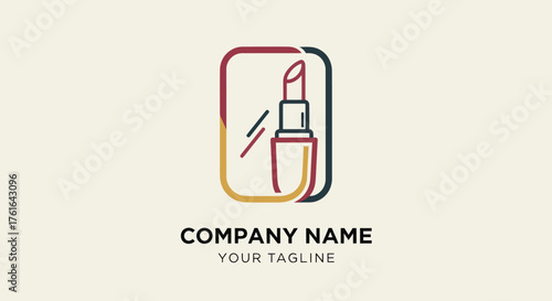 Modern lipstick and mirror logo design for a beauty company.