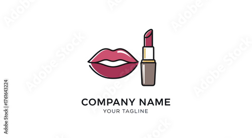 Glamorous Lipstick and Lips Logo Design for Beauty Brand.