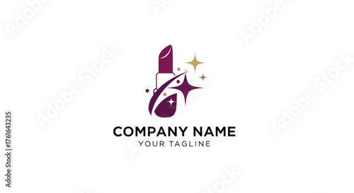 Elegant penguin and lipstick fusion logo for a beauty brand.