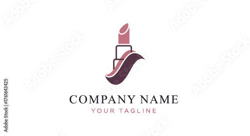 Elegant lipstick logo design for beauty and cosmetics brand identity.