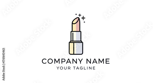 Elegant lipstick logo design for beauty brand, cosmetic product, makeup.
