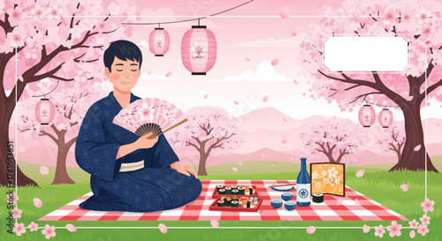 Zenith Serenity: A contemplative moment amidst Japan's blooming cherry blossoms