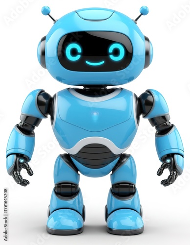 A cute robot on a white background. A symbol for a support chat with artificial intelligence. Modern technologies