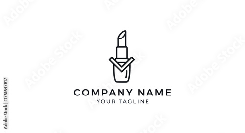 Elegant Lipstick Line Art Logo Design for Beauty and Cosmetics Brand.