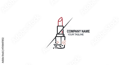Elegant lipstick logo design for beauty brand with modern style.