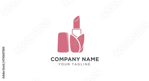 Elegant Lipstick Logo Design with Floral Accents for Beauty Brands.