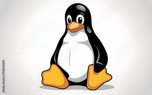 Tux the linux penguin mascot sitting and looking forward