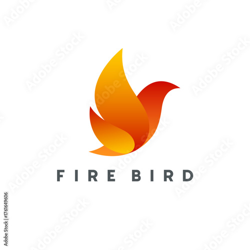 Vector logo design template. Abstract fire bird icon.