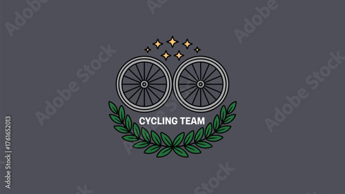 Show your cycling team pride with this awesome logo featuring wheels, laurels, and stars, perfect for team gear, events, and social media