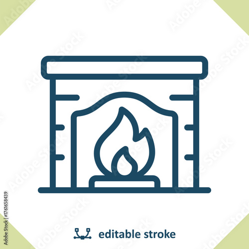 Fireplace Icon. Fire Place, Flame, Hearth