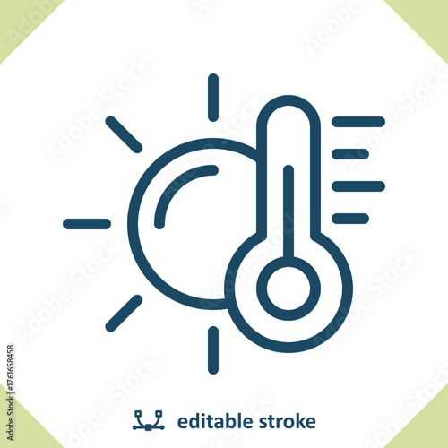 Thermometer Icon. Temperature, Weather, Heat, Sun, Summer
