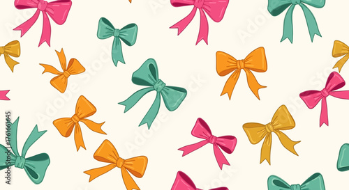 Colorful Bows Pattern Whimsical Celebration of Elegance & Festive Decorations
