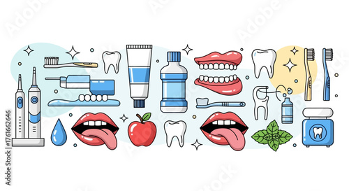 Dental Care Icons A Comprehensive Collection for Oral Hygiene Designs
