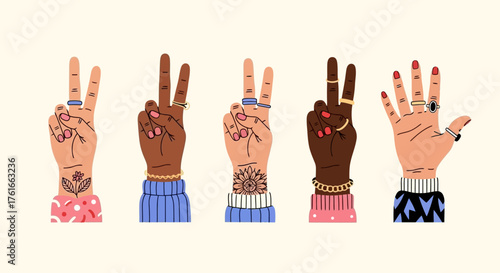 Diversity in Unity A Visual Celebration of Peace and Solidarity Through Hand Gestures
