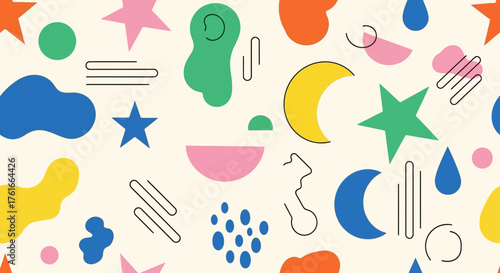 Playful Abstract Shapes Pattern Colorful Geometric Design