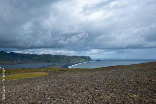 reynisfjara beach to the east of the Dryholaey peninsula on the south coast of iceland