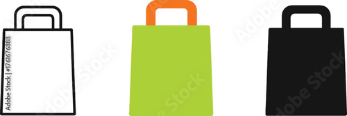 Green Shopping Bag Flat Icon for Retail, E-commerce and Consumerism.