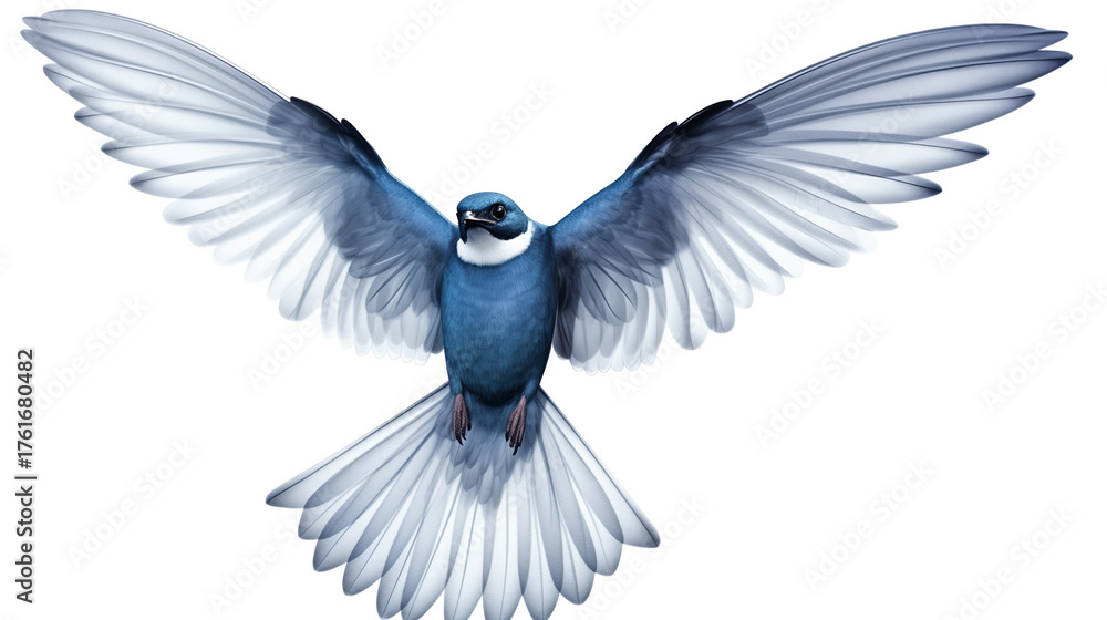 Naklejka premium White and blue angel wings vector illustration isolated on a white background, symbolizing peace and love