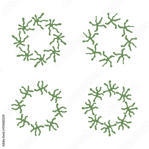 Artistic green abstract circle line art frame decoration.