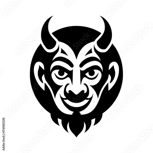 Devil / Demon Face Monochrome Vector Mascot