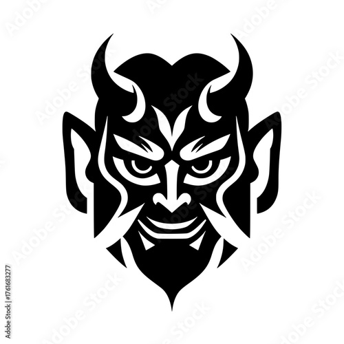 Devil / Demon Face Monochrome Vector Mascot