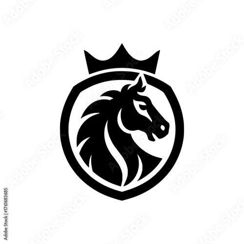 Crowned Horse Head Logo in Shield
